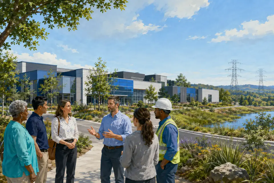 Community and industry representatives discussing responsible data center development